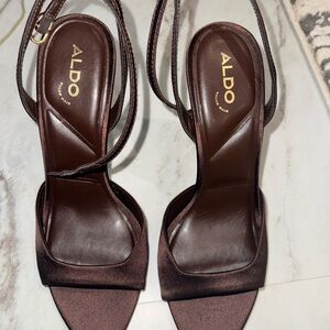 Aldo Dark Brown Satin Heels